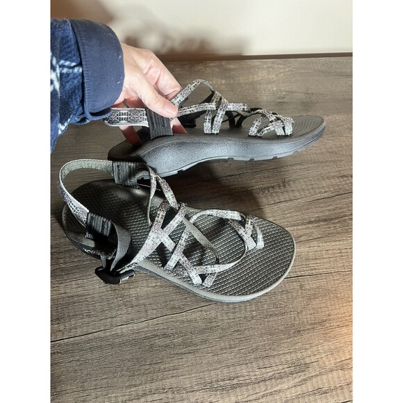 Chaco Classic Womens Size 9 Sport Sandals Gray With Purple  Outdoor Trail - Picture 4 of 7